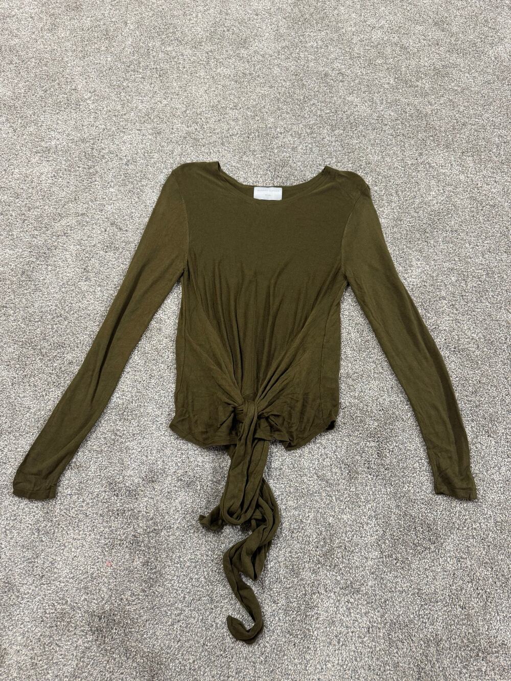 Modern Citizen Women's Olive Green Tie-Front Sweater